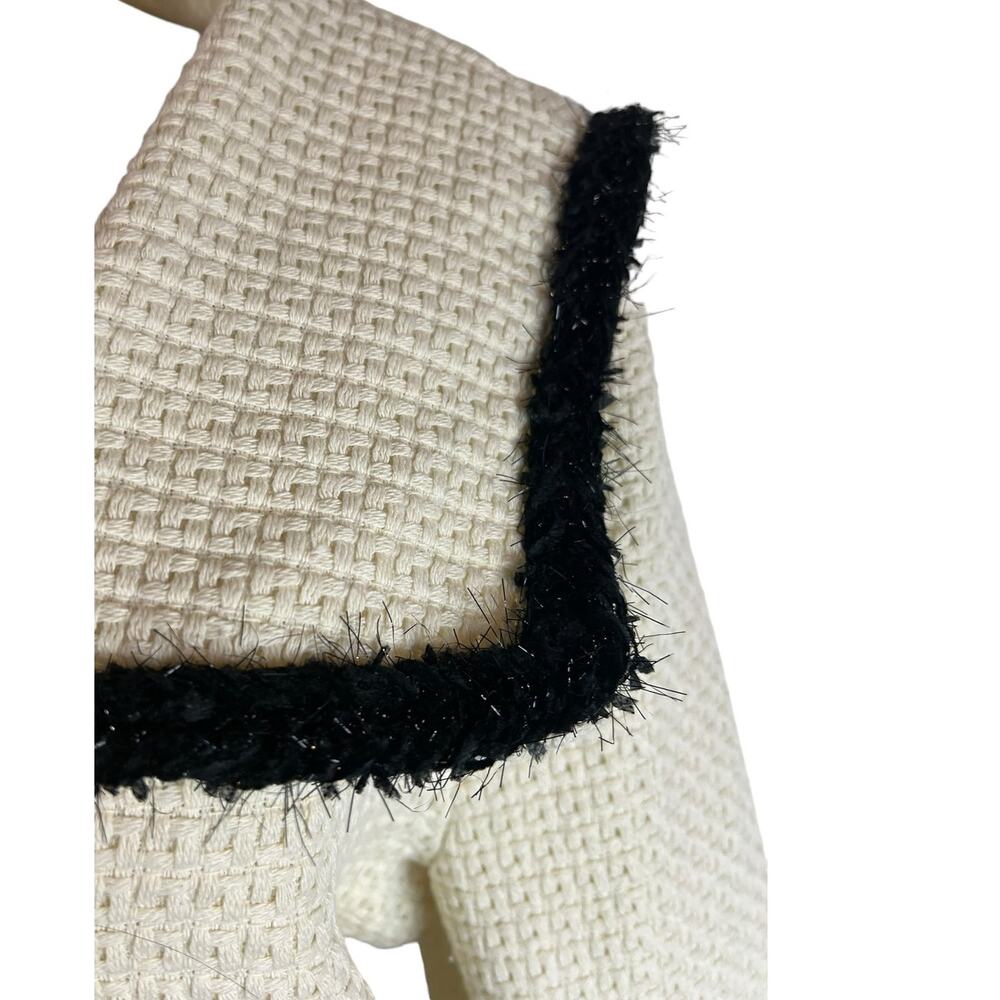 Dazy Ivory Black Tweed Womens Blazer XL Career Office Professional Brunch - Picture 8 of 11